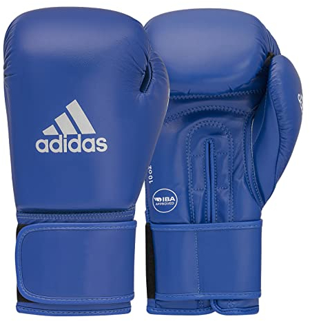 Gants de Boxe Compétition IBA FFBOXE - Adidas (Couleur : Bleu - Taille : 12OZ)