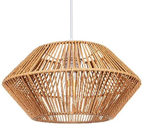 Chic Designer Super Environmentally Friendly Natural Brown Strengthened Paper String Easy Fit Light Shade | 40w Maximum | 32cm x 16cm by Happy Homewares