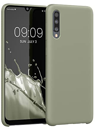 kwmobile Hülle kompatibel mit Samsung Galaxy A50 Hülle - Silikon Handy Case - Handyhülle weiche Oberfläche - kabelloses Laden - Graugrün