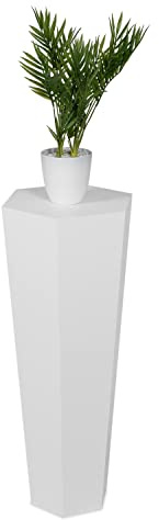STEMA Seyfried Dekosäule Trapez (Weiß Matt, 80x33x20cm) Beistelltisch, Blumenhocker, Pflanzensäule Holz, Sockel