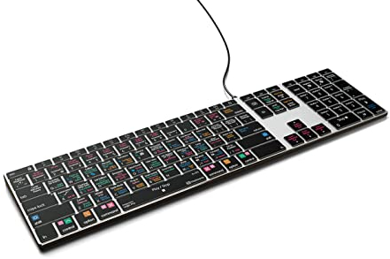 KB Covers Logic Pro Backlit Aluminum Keyboard with Shortcuts - MacOS Compatible Wired Editing Keyboard - US English Layout - Professional Audio Production