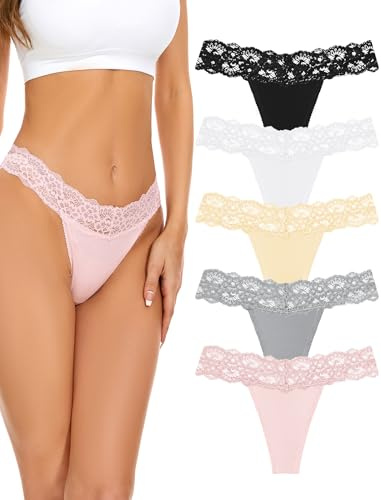 VOENXE Tangas Mujer Pack,Bragas Sin Costuras,Invisible Ropa Interior Thong