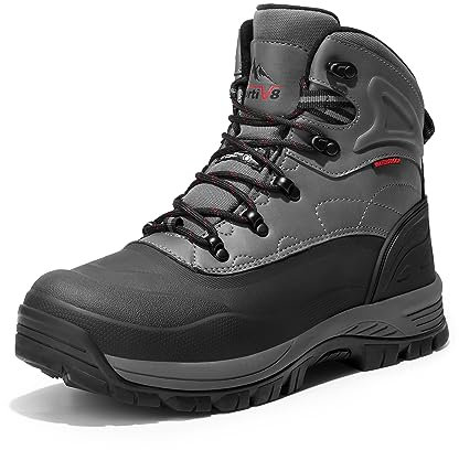 NORTIV 8 Herren Snow Winter Isolierte wasserdichte Outdoor-Stiefel,Size 44.5,Grau,A0014