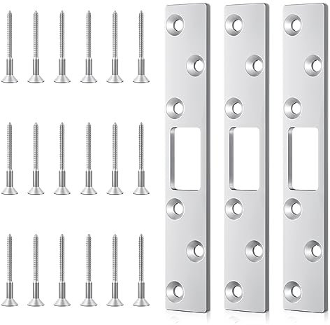 Deadbolt Armor - 6 Inch Extended Strike Plate for Heavy Duty Residential Door - 3 Pack (Silver)