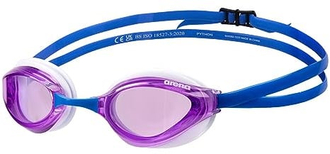 ARENA Unisex Python Racing-Schwimmbrille für Damen und Herren, Anti-Beschlag, keine Undichtigkeit, maximaler Komfort, Doppelriemen, verspiegelte/nicht verspiegelte Gläser