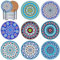 BOENFU Mandala Keramik 10cm Untersetzer mit Halter 8er Set Kork Untersetzer für Getränke, Tassen, Bar, Vasen, Kerzen, Küche Wohnzimmer Dekoratio