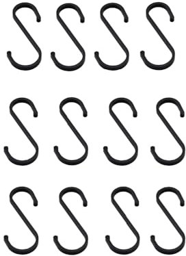12 ganchos en S negros, ganchos de cocina de aluminio para cargas pesadas, ganchos para colgar en S, pequeños y pesados, ganchos dobles para colgar, para guardarropa, perchero, perchero, barra para
