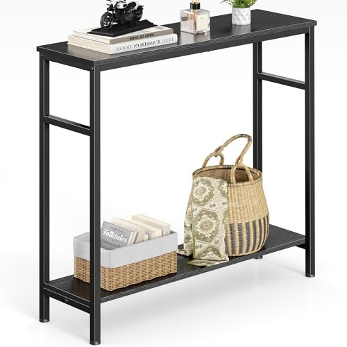 COWISH Console Table Hallway Table with Adjustable Open Shelves, Vintage Sofa Table, 2-Tier Side Table with Storage Shel for Living Room/Hallway/Bedroom/Office