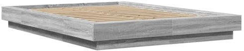 vidaXL Bettgestell, Bett Doppelbett für Schlafzimmer, Bettrahmen mit Lattenrost, Schlafzimmerbett Modernes Design, Grau Sonoma 140x200cm Holzwerkstoff