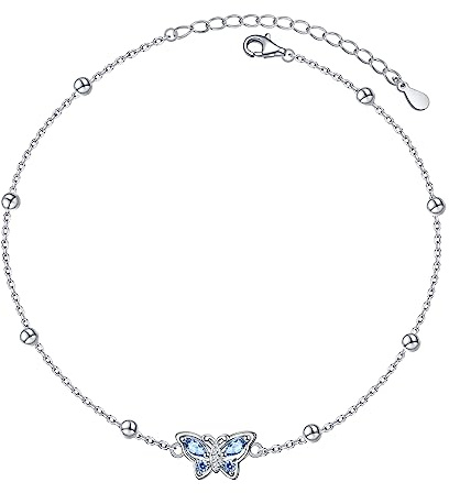 HOOHWE Fußkettchen für Damen 925 Sterling Silber Wasserfest Fusskette