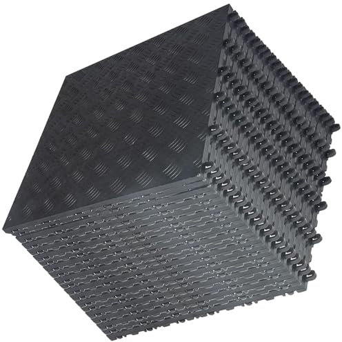 Pavimento del garage in PVC ad incastro – 40 x 40 cm Pavimento del garage – Piastrelle antiscivolo resistenti per pavimenti del garage – Facile da installare – Design con piastre diamantate (nero) (20