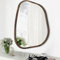 HLFMVWE Asymmetrical Mirror Irregular Oval Wall Mirror Modern Wood Frame Unique Shape Wall Mounted Vanity Artistic Decorative for Living Room Bedroom Bathroom Entryway Hallway 35 x 25CM