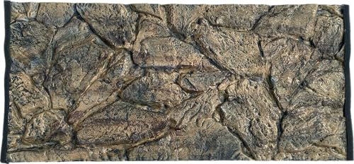 PLASTIKO - Aquarium Hintergrund 3D I Rückwänd 100x50 cm I Leicht zu Montieren und Reinigen I Keine Verklebung Erforderlich I Sicher für Tiere I Gelb mit einem Muster aus Niedriegen Steinen