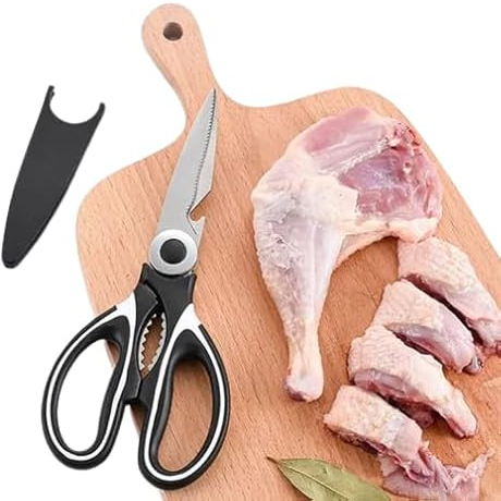 Forbici da cucina professionali in acciaio inox, con copertura della lama, per tagliare pollo, pesce, carne, verdure, ossa, noci, adatte per lavastoviglie