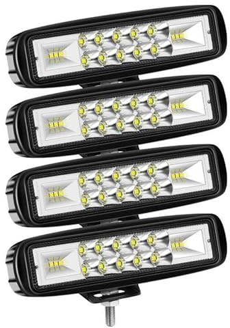 Willpower Phare de Travail LED 15CM 12V 24V Barre LED Spot pour Tracteur | 4PCS Feu Antibrouillard LED 24W, 6000K Blanc, Etanche IP67, pour Voiture 4x4 Quad Camion Offroad Véhicule Bateau ATV