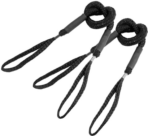 QWORK® 2 Pack Boot Festmacherleine 16mm Bungee Dock Leine, Elastisch 120-170cm, Schwarz