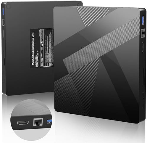 ZauDau Lecteur Blu-ray externe USB avec port HDMI/LAN, prend en charge le graveur Blu-ray externe 100 G avec port SD/TF pour Windows XP/7/8/10/11, Linux et MacOS pour MacBook et ordinateur portable