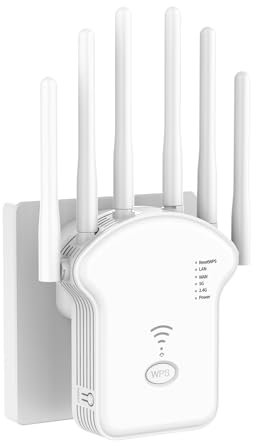WLAN Repeater WLAN Verstärker 1200Mbit/s Dualband 2,4GHz+5GHz WiFi Booster mit Repeater/Router/Access Point Modus,4 Antenne,Einfache Einrichtung,WiFi Range Extender Mit LAN/WAN PortA2