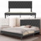 Suusolny Polsterbett Bettgestell mit Kopfteil aus Leder und Lattenrost Einzelbett Doppelbett Einfache Montage mit Installationstools Bettrahmen Bis 300KG Schwarz 160 x 200 cm