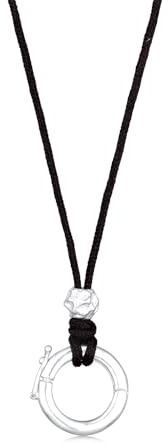Kuzzoi Herren Halskette aus Nylon schwarz mit Charm Träger in 925 Sterling Silber moderne Herrenkette für den Mann Länge 70 cm