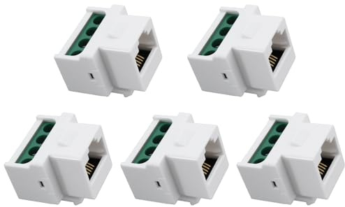 VGOL Lot de 5pcs Prises Téléphoniques RJ11 6P4C CAT3 pour Téléphones Fixes Et Télécopieurs