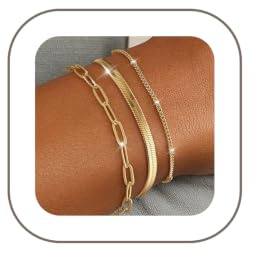 ZOERAY Armband Damen Gold Silber Wasserfest 18K Vergoldet Armbänder Set | 3 Stück Stapelbare Charm Armbander Gold Silber Twist Schlange Armkette Verstellbare Armreif Modeschmuck Geschenke für Frauen