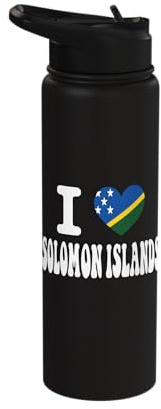 I Love Solomon Islands Heart Flag Retro Travel Souvenir Stainless Steel Insulated Water Bottle