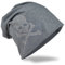 Miobo Slouch Beanie Mütze, Long, Totenkopf Motiv, Herren Damen,StrassPirat-Dunkelgrau