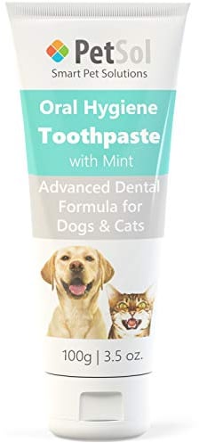 PetSol Toothpaste for Dogs & Cats (100g) Improve Gum, Tooth Health & Oral Hygiene. Freshen Dog Breath Remove & Reduce Plaque. Fresh Breath Dental Care Teeth Cleaning Tartar & Plaque Remover (Mint)