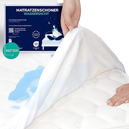 ZenPur protège-Matelas 160 x 200 cm - Fabriqué dans l'UE - Certifié Oeko-Tex Standard 100 - en Coton - Imperméable et Durable - Protection et Confort en Un