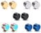 Epoch World 5 Paare Set Edelstahl Magnet Ohrringe für Herren Damen Rund Ohrringe Clips Tunnel 8mm Silber Schwarz Gold Blau Bunt