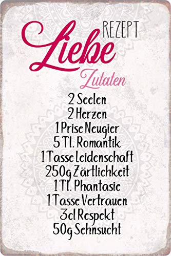 Schatzmix Blechschild Spruch Rezept Liebe Zutaten Seele Metallschild Wanddeko 20x30 tin Sign