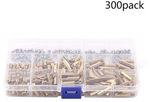 ARCELI 300 stücke M3 Messing Hex Spalte Standoff Spacer Schraube Mutter Sortiment Kit mit Box