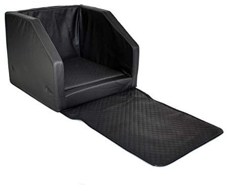 Mayaadi Home Hundeautositz Beno Hundesitz Hundebett Autokörbchen Autositz Kunst Leder Auto Sitz Wasserdicht Waschbar Sicherheitsgurt Schwarz M- (55x70cm)-Hinten