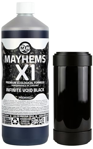 Mayhems - X1 Premixed PC Coolant - Computer Water Cooling Fluid - Liquid Cooling, Eco Friendly Series, 1 Litre, Infinite Void Black