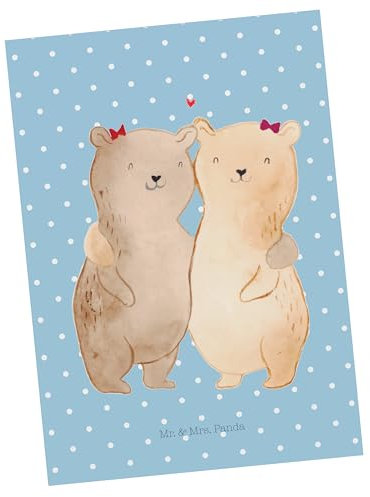 Mr. & Mrs. Panda Postkarte Bären Schwestern - Geschenk, Zwillinge, Sis, Oma, Einladung, Dankeskarte, Einladung Geburtstag, Opa, Mama, Papa,