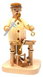Drechslerei Friedbert Uhlig, Räuchermännchen Nr. 052, Schlosser, 25 cm hoch, aus regionalem Holz gedrechselt, echte Handarbeit aus dem Erzgebirge, Weihnachten, Holzkunst, Echtholz