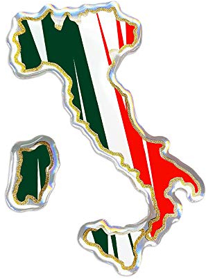 4R Quattroerre.it 32121 3D Aufkleber Silhouette Italien Sticker HQ, 70 x 50 mm, Green