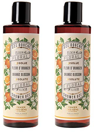 Panier des Sens – Orange Blossom Shower Gel Pack - Body Wash for Women & Men - With Olive Oil - Moisturising Body Wash 96% Natural Ingredients - Made in France, SLS Free & Vegan Shower Gel – 2 x 250ml