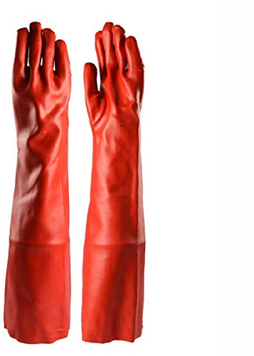 JICCH 1 Paar Handschuhe für Sandstrahl Sandstrahl-Handschuhe PVC vulkanisierte säure- und alkalibeständige chemische und chemikalienbeständige Handschuhe 60CM