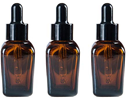 3PCS Refillable Thicken Square Amber Glass Essential Oil Dropper Bottles With Glass Eye Dropper Cosmetic Sample Aromatherapy Elite Fluid Jars Travel Containers