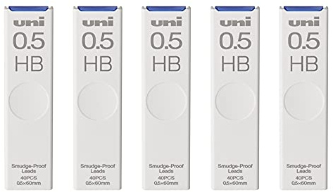 Uni Pencil Lead, The Uni Smudge-Proof Leads, 0.5mm HB, 40 Leads x 5 Pack