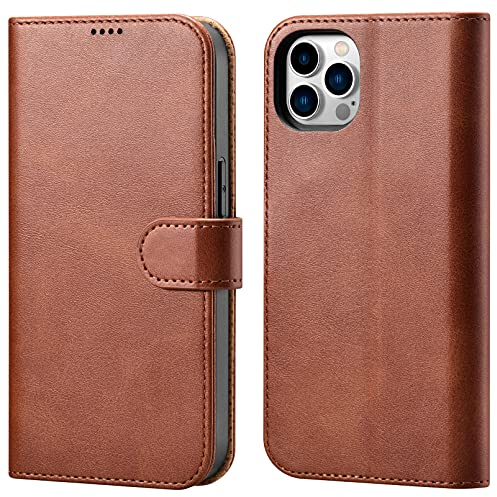 TRUNYEE Custodia per iPhone 13 Pro Max (6.7 ), Cover Portafoglio in Pelle PU Protettiva di Con Slot per Schede di Blocco RFID [Shell TPU] Supporto, Compatibile con iPhone 13 Pro Max (Marrone)