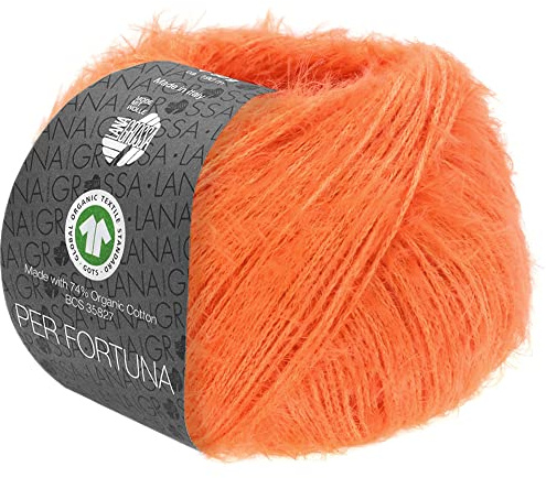 LANA GROSSA Per Fortuna GOTS | Leichtes Sommerflauschgarn mit Baumwolle | Handstrickgarn aus 74% Baumwolle (Bio) & 26% Polyamid | 50g Wolle zum Stricken & Häkeln | 190m Garn FB 33