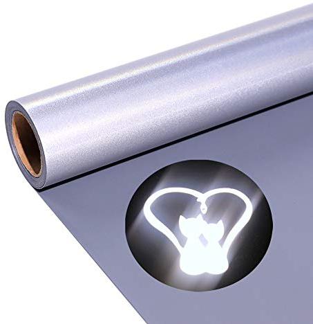 Reflektierend Plotterfolie Textil Heat Transfer Vinyl Grau 30.5cm x 183cm Plotter Flexfolie für Cricut und Silhouette Cameo, Verwendet in Textilien Transferfolie zum Aufbügeln für DIY T-Shirt, Stoffe