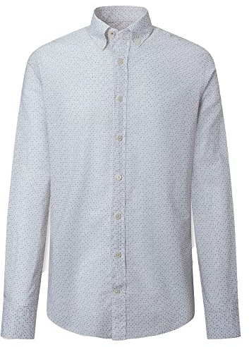 HACKETT LONDON Herren Foulard Print Hemd, Weiß/Braun, 3XL