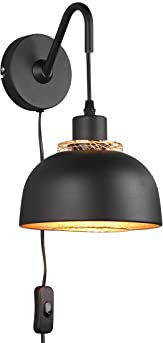 meineWunschleuchte LED Wandleuchte Flurleuchte mit Schalter Schwarz Gold, Ø 18cm