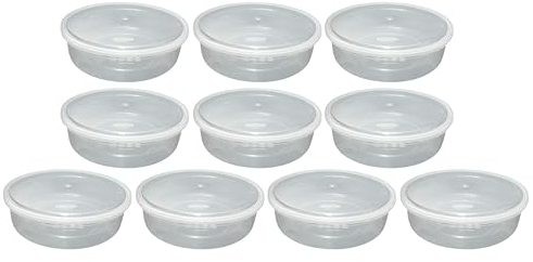 (Pack of 10) Large Clear Round Plastic Food Storage Containers With Airtight Lids Meal Prep Takeaway Storage Containers BPA Free Kitchen Storage Container Microwave & Freezer Safe (2L Litre)