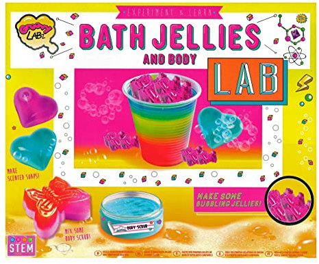 Bastelset für Kinder zum Selbermachen von Badeseife, Gelees und Körperpeeling, Experiment, Labor