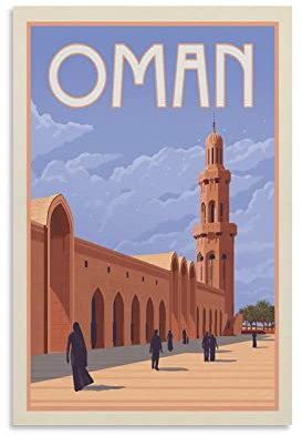 Vintage-Reiseposter Oman, dekoratives Gemälde, Leinwand, Wandposter und Kunstbild, modernes Familien-Schlafzimmer, Deko-Poster, 30 x 45 cm